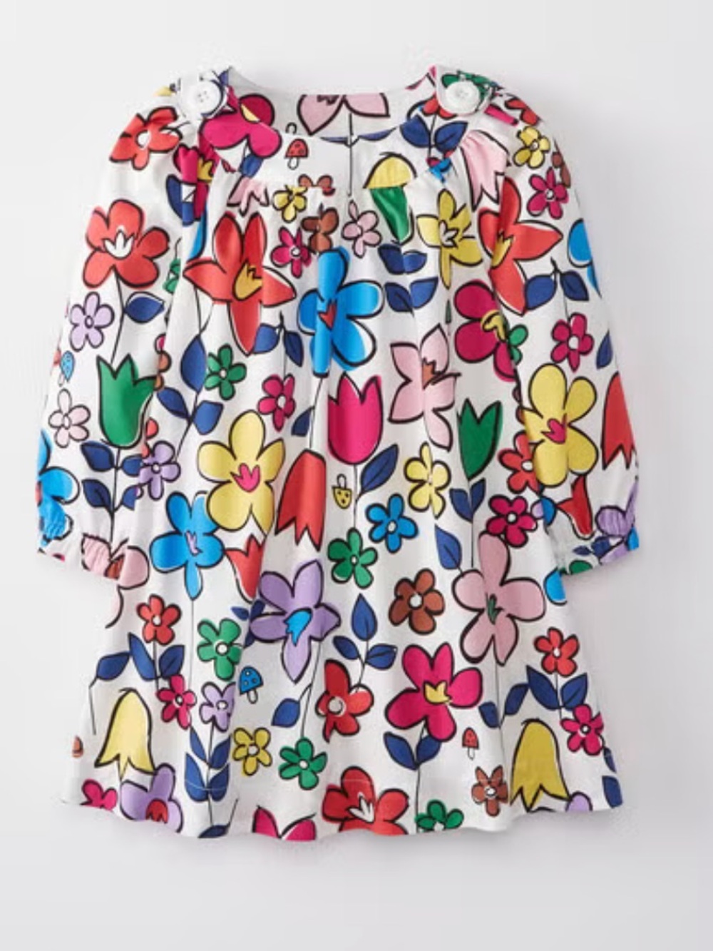 Hanna Andersson Flowers Forever Dress White Pink Green Purple Brown Yellow Blue